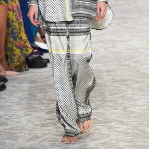 Etro SS/18 Runway Abstract Print Wide Leg Silk Trousers